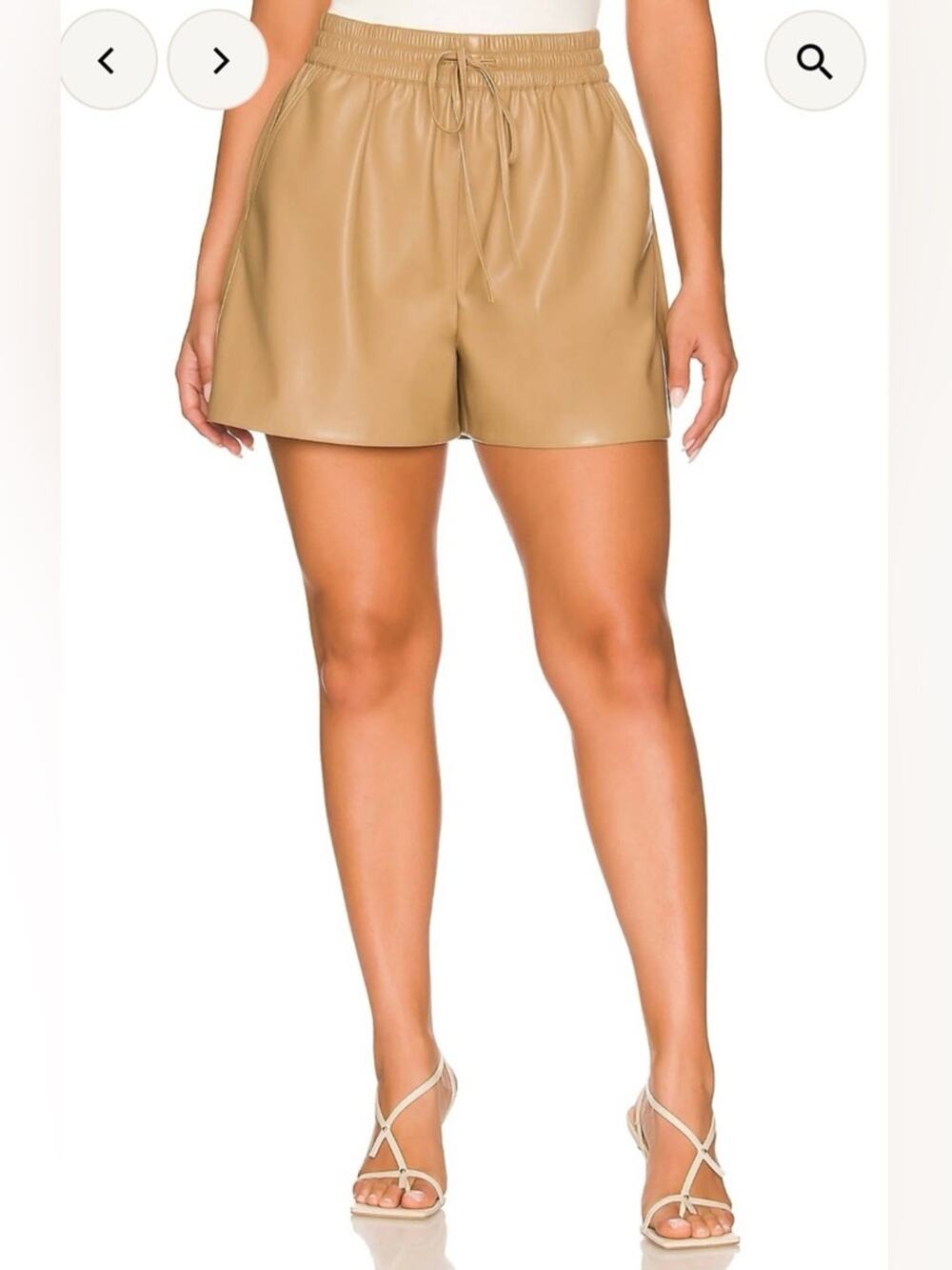 GOOD AMERICAN better than faux leather chic drawstring shorts S